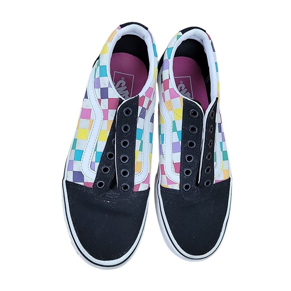 Vans Old Skool Multicolor Rainbow Checkers Skate Shoes Womens Size 8.5 US - Picture 3 of 8